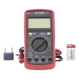 Multímetro Digital / Pantalla LCD 67 x 42 mm / 1999 Recuentos / 600V CC/CA CAT II / Corriente 10A / Resistencia 200 MΩ / Prueba HFE Transistores