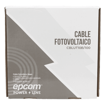 Cable Fotovoltaico Negro / Cobre Estañado / 6 mm² (10 AWG) / 2000V / Rollo de 100m / / UL 4703 y TUV