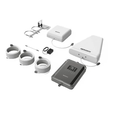 Kit Amplificador de Señal Celular 2G, 3G, 4G y 5G / Mejora llamadas convencionales y VoLTE / Amplifica señal de TELCEL, AT&T, MOVISTAR, BAIT,DiRi y más / Cubre hasta 300 m² con una antena y hasta 600 m² con 2 antenas.