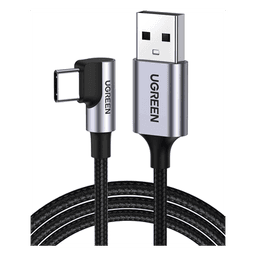 Cable USB-A a USB-C / 2 m (6.56 ft) / Conector 90° / Carga 60W / 480 Mbps / Nylon Trenzado / Aluminio