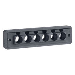 Pasacables  de 6 Orificios en Línea 4.41" X 0.67" IP65,  para Cables Terminados, Color Negro