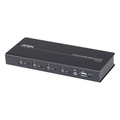 Switch KM USB| 4 Puertos | Boundless Switching | RS232 | Controla 4 Computadoras con 1 Teclado/Mouse 