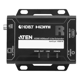 Receptor HDMI HDBaseT-Lite / 4K@40m Cat 5e/6 (131 pies) / 4K@70m Cat 6a (230 pies) / 1080p@70m Cat 6a (230 pies) / HDBaseT Clase B