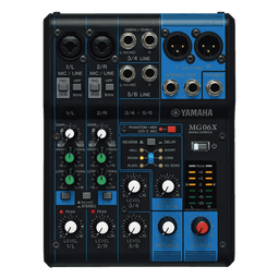 Mezcladora de Audio | 6 Canales | 2 entradas de micro/6 de línea (2 mono + 2 estéreo) | Efectos Integrados | Alimentación Phantom 