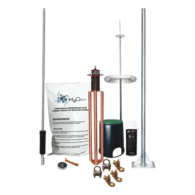 Kit de Pararrayo Dipolo con Electrodo y Accesorios de Instalación para Techo.