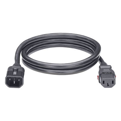 Cable de Alimentación Eléctrica Con Bloqueo de Seguridad, de IEC C14 a IEC C13, 1.8 Metros de Largo, Color Negro, Paquete de 10 Piezas