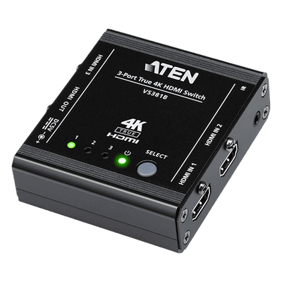 Conmutador HDMI / 3 Entradas 1 Salida / 4K@60Hz 4:4:4 / 18 Gbps / HDR10 Dolby Vision / HDCP 2.2