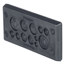 Pasacables Rectangular de Membrana, IP66, 3.39" x 1.42", 12 orificios, para Cables no Terminados. Color Negro
