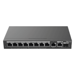 Switch Administrable / 8 Puertos PoE+ / 130 W / 2 Uplinks Gigabit / 20 Gb/s / Sin Ventilador