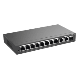 Switch Administrable / 8 Puertos PoE+ / 130 W / 2 Uplinks Gigabit / 20 Gb/s / Sin Ventilador