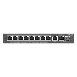 Switch Administrable / 8 Puertos PoE+ / 130 W / 2 Uplinks Gigabit / 20 Gb/s / Sin Ventilador