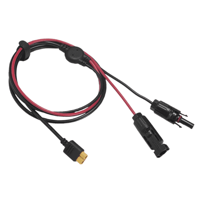 Cable 2.5 m, Negro, Calibre 12 AWG con Terminales MC4 Macho y Hebra para Terminal XT60