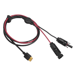 Cable 2.5 m, Negro, Calibre 12 AWG con Terminales MC4 Macho y Hebra para Terminal XT60