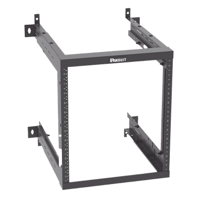 Rack PanZone® de Montaje en Pared, de 19in, Profundidad Ajustable, Rieles Numerados y Roscados #12-24, 12 UR, Color Negro