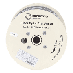 Cable Drop Aéreo / Fibra Óptica G.657A2 / Bifibra Plana / 2 km / 6561.68 pies / LS0H / 600N / -20°C a +60°C