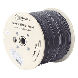 Cable Drop Aéreo / Fibra Óptica G.657A2 / Bifibra Plana / 2 km / 6561.68 pies / LS0H / 600N / -20°C a +60°C
