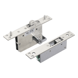 Cerradura eléctrica para puertas corredizas tipo gancho / apertura con llave ambos lados / Abierto en caso de falla/ IP65
