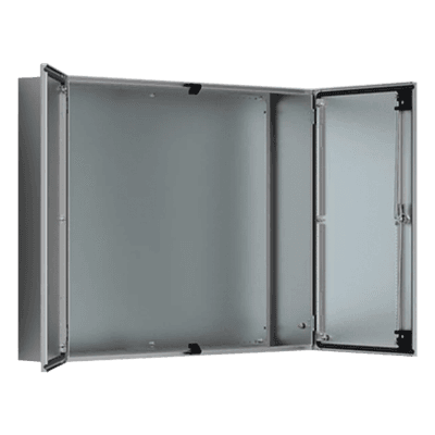 Gabinete de Doble Puerta, 1200 x 1200 x 400 mm, de Acero Inoxidable, Cepillado. Protección NEMA 12, IP55, IK10