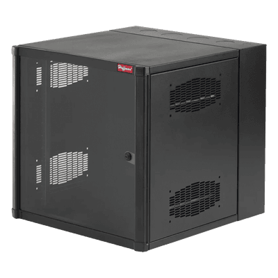 Gabinete AccessPlus de 12 UR Montaje en Pared de 19in, Rieles Numerados y Roscados #10-32, Puerta con Ventana de Seguridad, 600 mm de Ancho, 637 mm de Profundidad, Color Negro
