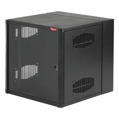Gabinete AccessPlus de 19 UR Montaje en Pared de 19in, Rieles Numerados y Roscados #10-32, Puerta con Ventana de Seguridad, 600 mm de Ancho, 762 mm de Profundidad, Color Negro