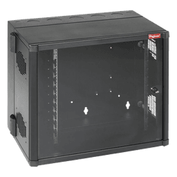 Gabinete AccessPlus de Montaje 26 UR en Pared de 19in, Rieles Numerados y Roscados #10-32, Puerta con Ventana de Seguridad, 700 mm de Ancho, 637 mm de Profundidad, Color Negro