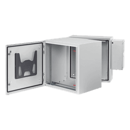Gabinete Industrial ProTek de 12 UR Puerta Sólida de 612 x 600 x 789 mm Con Aire Acondicionado de 2000 BTU, Protección NEMA Tipo 4/12; IP66; IK10, Abatible, Fabricado en Acero, Color Gris Claro