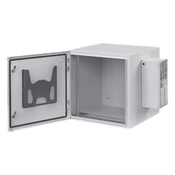 Gabinete Industrial ProTek de 12 UR de 612 x 600 x 614 mm Puerta Sólida Con Aire Acondicionado de 800 BTU Protección NEMA Tipo 4/12; IP66, Fabricado en Acero, Color Gris Claro
