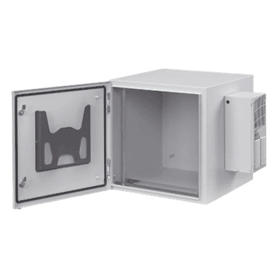 Gabinete Industrial ProTek de 19 UR de 922 x 600 x 614 mm Puerta Sólida Con Aire Acondicionado de 800 BTU / Protección NEMA Tipo 4/12; IP66, Fabricado en Acero Color Gris Claro