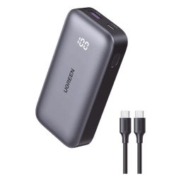 Mini Power Bank 30W  | 10 000 mAh |  2 Puertos PD3.0, USB C+A | Carga Rápida | Pantalla Digital | Compatible con iPhone 16 Pro Max/15/14, MacBook Air, iPad, Galaxy S24 Ultra, | Color Negro.