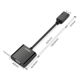 Adaptador DisplayPort a VGA / 1920x1200@60Hz / Chipset ANX9833 / Plug & Play / ABS Negro