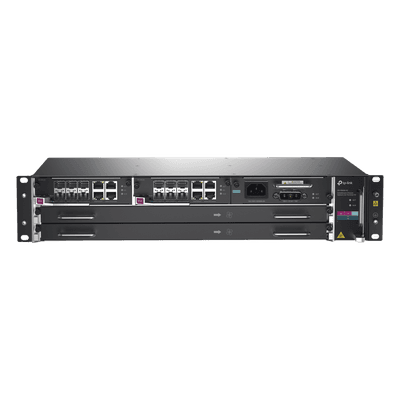 DeltaStream - OLT Módular GPON / Conexión de hasta 4,096 ONUs / 2 Tarjetas Main / Puertos Gigabit RJ45 Uplink / 4 Puertos SFP+ Uplink / Fuente Redundante AC- DC (incluida) / Administración desde la nube (DPMS)