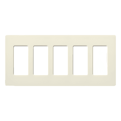 Placa de pared Satin Colors de 5 espacios sin tornillos visibles, color biscuit, para atenuadores, switches y controles Pico