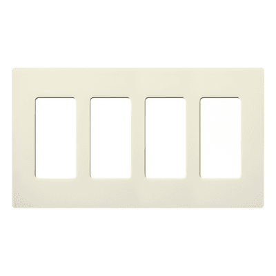 Placa de pared Satin Colors de 4 espacios sin tornillos visibles, color biscuit, para atenuadores, switches y controles Pico