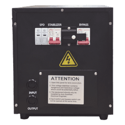 Regulador de Voltaje Industrial Ferroresonante / 2 kVA / 2 kW / Bifásico / Estabilización ±2% / Entrada 176-264 Vca / Salida 215.6-224.4 Vca / Eficiencia 98% / Tiempo de Respuesta 0.5 s