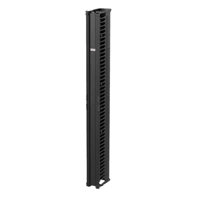 Organizador Vertical CableTek, Sencillo (Solo Frontal), Para Rack Abierto de 45 Unidades, 6 in de Ancho, Color Negro