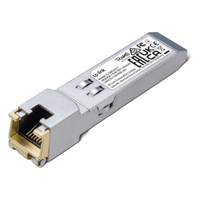 Transceptor mini-GBIC SFP+ RJ45 / Admite 10GBASE-T, 5GBASE-T, 2.5GBASE-T, 1000BASE-T y 100BASE-TX /  Distancia Hasta 30 metros / Conector RJ45 (10G)