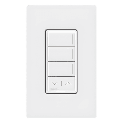 Botonera de pared Sunnata con 3 botones de escena y barra subir/bajar, retroiluminada, blanco, para RadioRA 3