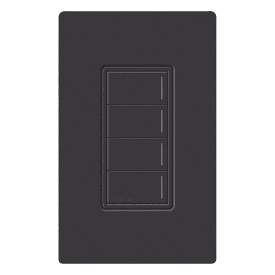 Botonera de Pared para Sistema de Automatización / 4 Botones de Escena / Retroiluminada / Alimentación 120-277 V / RF Clear Connect Type X / 75 ft (22.9 m) / Acabado Midnight