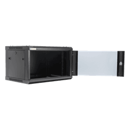 Gabinete PRECISION, Con Puerta de Cristal Templado, de 19in, 6UR, 450mm de Profundidad, Color Negro