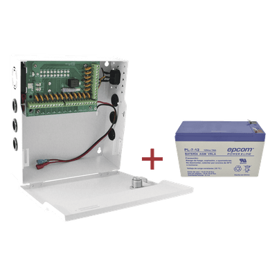 Kit / Fuente con 18 salidas / 20 Amperes totales / Ajuste de voltaje de 11-15 V / 20 A modelo PLK12DC20ABK / + Batería incluída LK712