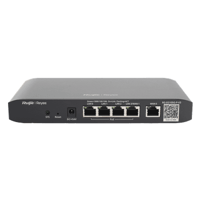 Router Balanceador SD-WAN / 4 Puertos PoE+ / 600 Mbps / 100 Usuarios Concurrentes / 2 Líneas ISP / 54 Watts