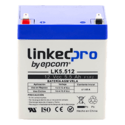 Batería de respaldo 12 V  |  5.5 Ah  |  AGM | Especial para Seguridad Electrónica | UPS | Sistemas de Emergencia  | Vida útil 5 años | Terminales F1  + Adaptador F2