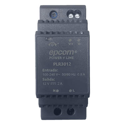 Fuente de poder DIN Riel / 15 Vcc / 2 A / 30 W / Entrada 100-240 Vca / Terminales 5.5 x 2.5 mm / -20°C a 45°C / 3.7 x 1.4 x 2.3 pulgadas