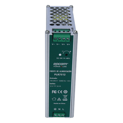 Fuente de alimentación /Entrada: 100-240 Vac /Salida: 12 Vcc / 6.3 A / 75 W / din rail