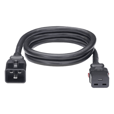 Cable de Alimentación Eléctrica Con Bloqueo de Seguridad, de IEC C20 a IEC C19, 60 cm de Largo, Color Negro, Paquete de 10 Piezas