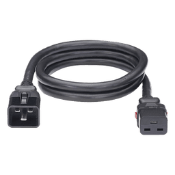 Cable de Alimentación Eléctrica Con Bloqueo de Seguridad, de IEC C20 a IEC C19, 60 cm de Largo, Color Negro, Paquete de 10 Piezas