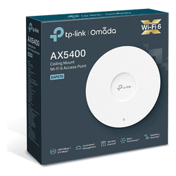 Punto de Acceso Omada / Wi-Fi 6 AX5400 MU-MIMO 4x4 /  Mesh Omada / Alta Densidad de Usuarios / Configuración por Controlador o Stand-Alone / Para Montaje en Techo/pared / Alimentación PoE+ 