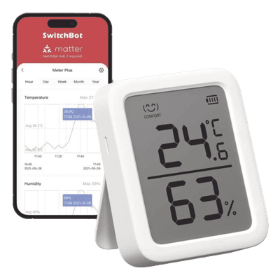Sensor de Temperatura y Humedad / Bluetooth BLE 4.2 / Alcance 120 m (393.7 ft) / Pantalla LCD / Batería 1 Año