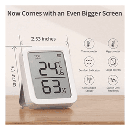 Sensor de Temperatura y Humedad / Bluetooth BLE 4.2 / Alcance 120 m (393.7 ft) / Pantalla LCD / Batería 1 Año