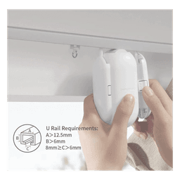 Controlador de Cortinas Inteligente / Riel Tipo U e I hasta 3 m (9.8 ft) / Bluetooth 5.0 / Batería Recargable 8 Meses / Carga 5V 1A / Cortinas hasta 15 kg